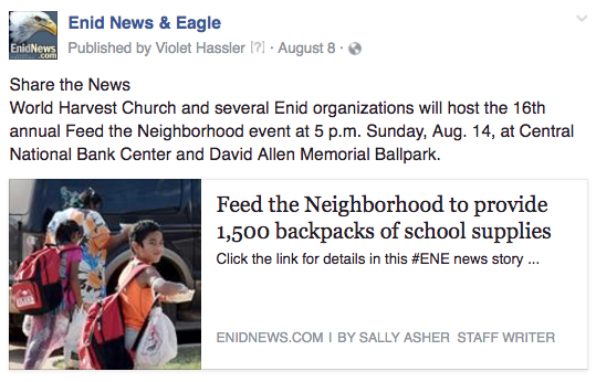 Enid feed the neighborhood