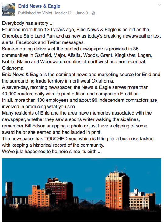 Enid newspaper history