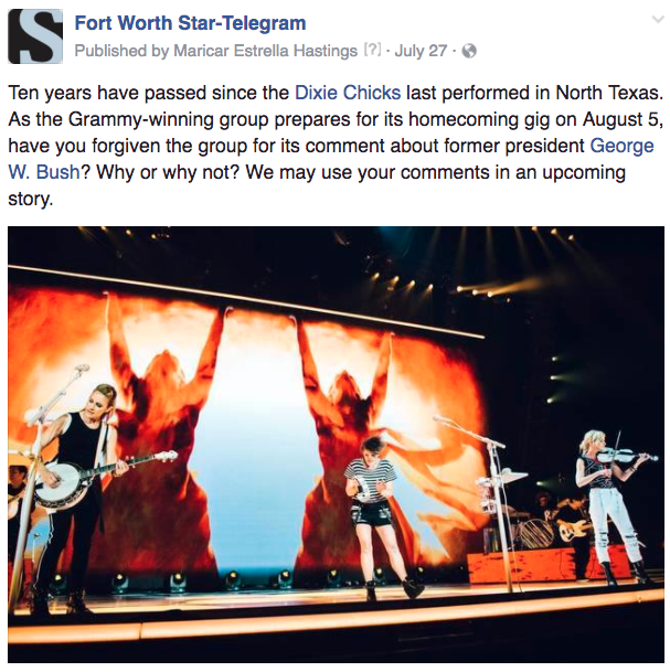 FW Dixie Chicks forgiveness