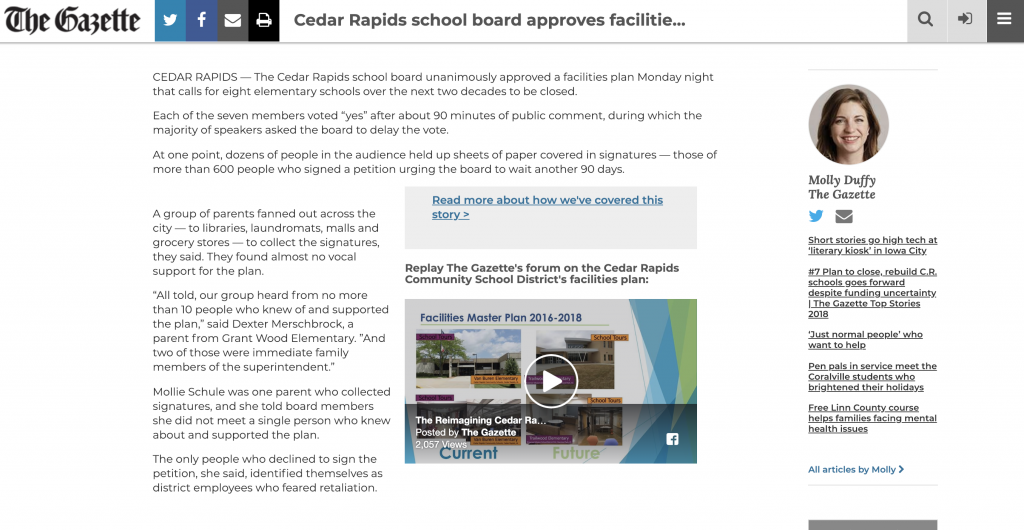 The Gazette decided to explain how it covered a story by writing a separate article on their website and linking to it from the main story page. They included the link inside a pull-out box on the story page.