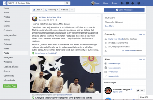 WCPO shared a Washington Post article about President Donald Trump on Facebook and added a note about how they choose to cover the president and politicians. They wanted to highlight how they hold people in power accountable because of how it impacts the public.