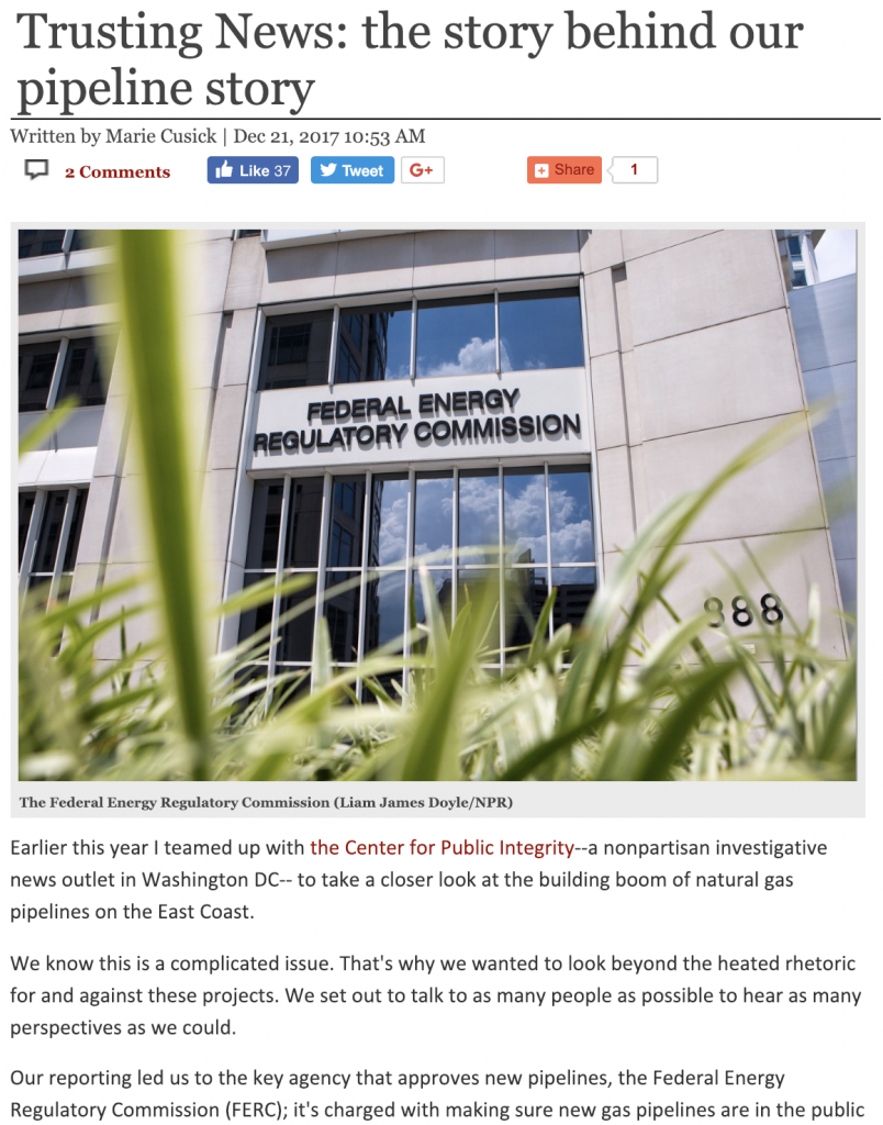 Audience members don't always understand the work that goes into a big investigative piece. WITF shined a light on a five-month projecy by discussing all of the work that went into the story: dozens of interviews, hundreds of miles traveled, tons of documents analyzed and input from several editors. In this case, the reporter was happy to share "the story behind the story," which both emphasizes the costs of serious reporting and reinforces the organization's commitment to fair, in-depth reporting. 