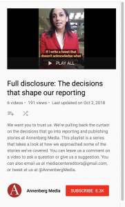 Annenberg Media updated their "about" section on their YouTube channel 