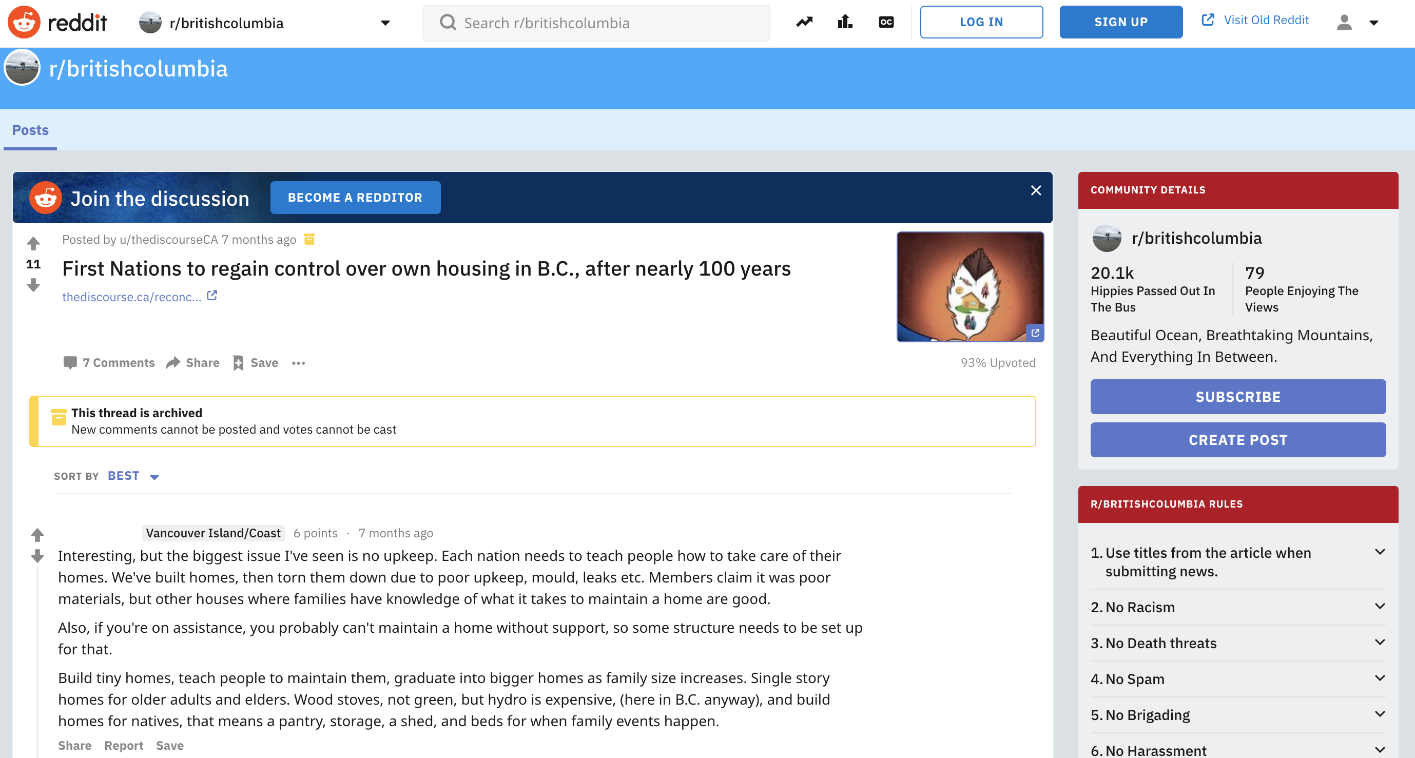 Screenshot from Reddit, where users are discussing a story shared by Discourse. 