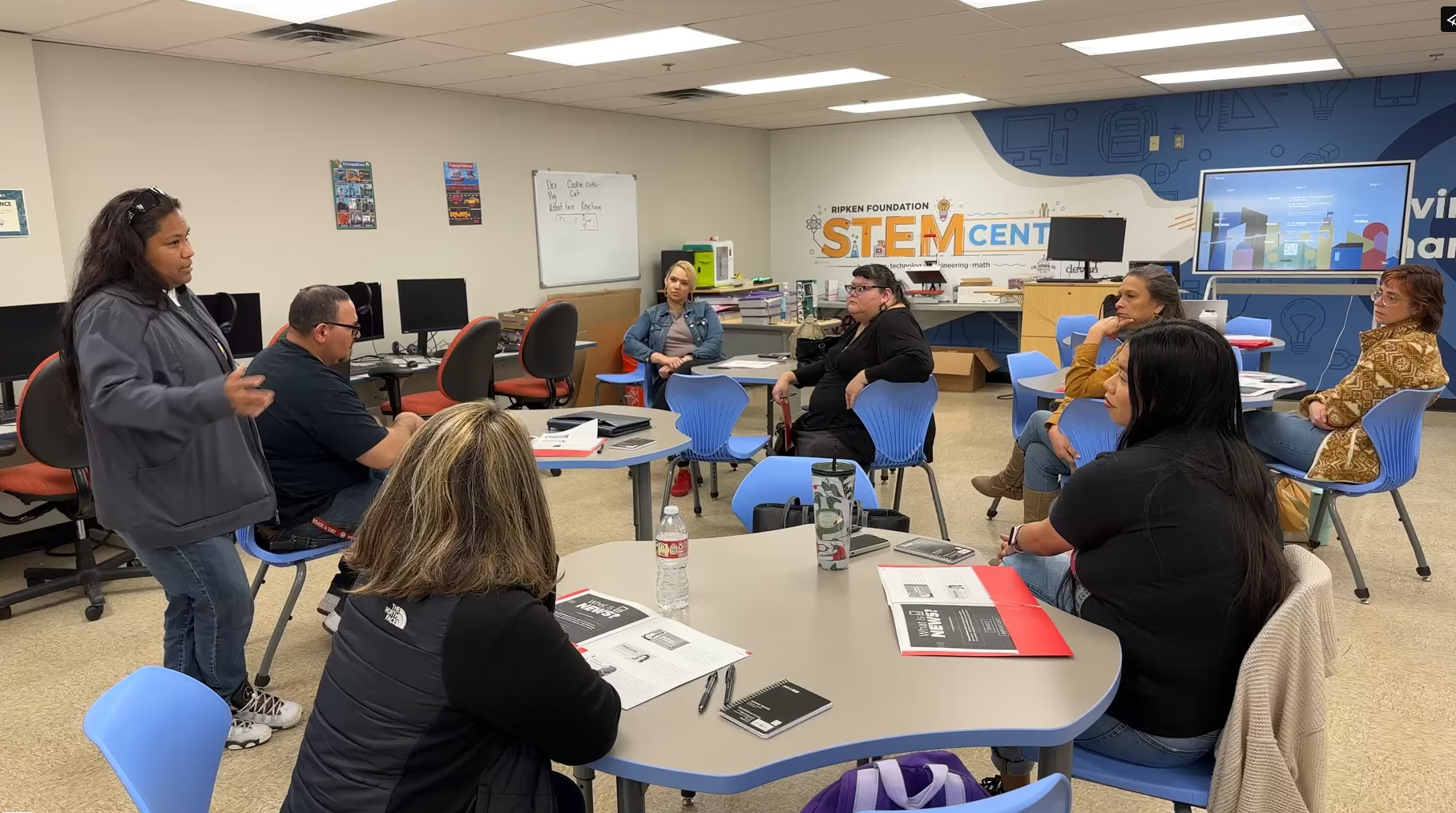 Rochelle RedBone Arebalo (Apache/Comanche) speaks to other VNN Citizen Journalism Project participants about her work in the Anadarko community.